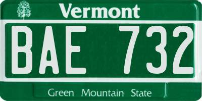 VT license plate BAE732