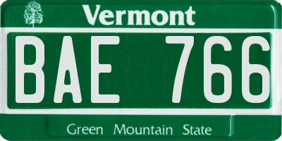 VT license plate BAE766