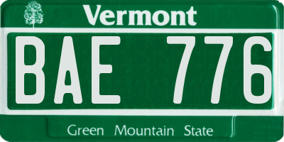 VT license plate BAE776