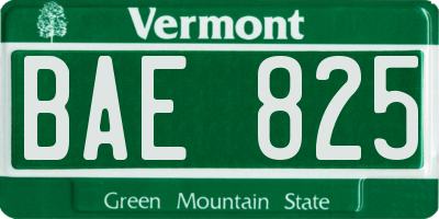 VT license plate BAE825