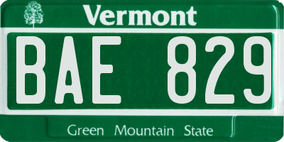 VT license plate BAE829