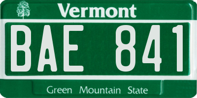 VT license plate BAE841