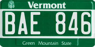VT license plate BAE846
