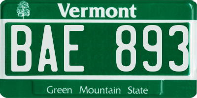 VT license plate BAE893