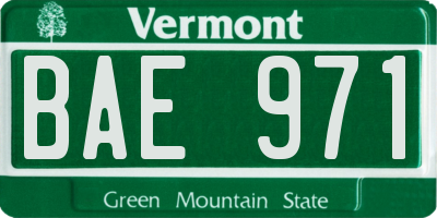 VT license plate BAE971