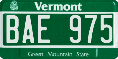 VT license plate BAE975