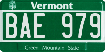 VT license plate BAE979