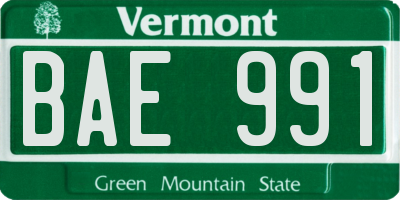 VT license plate BAE991