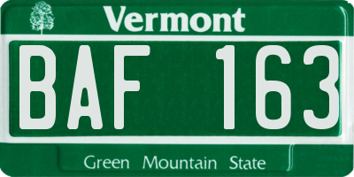 VT license plate BAF163
