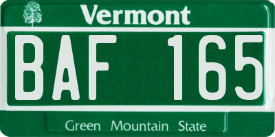 VT license plate BAF165