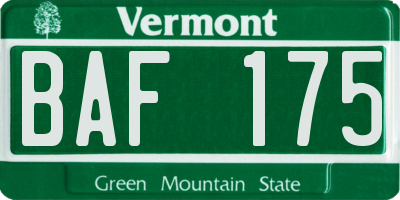 VT license plate BAF175