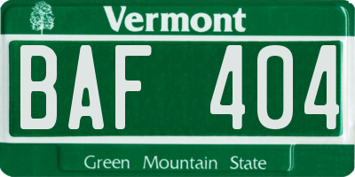 VT license plate BAF404