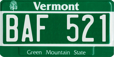 VT license plate BAF521