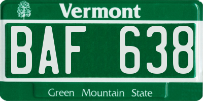 VT license plate BAF638