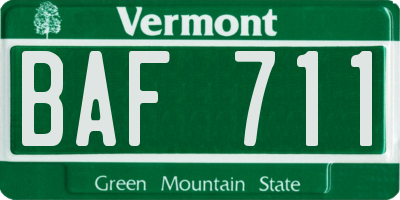 VT license plate BAF711