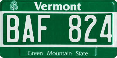 VT license plate BAF824