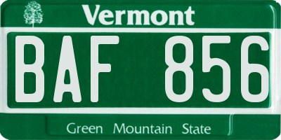 VT license plate BAF856