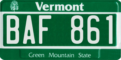 VT license plate BAF861