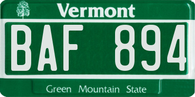 VT license plate BAF894