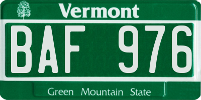 VT license plate BAF976
