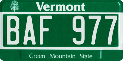 VT license plate BAF977