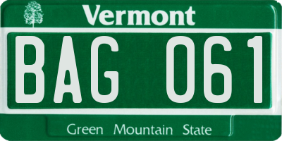 VT license plate BAG061
