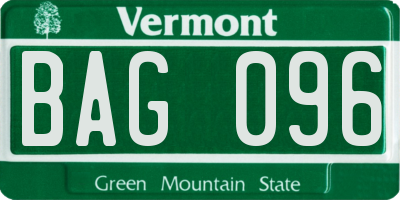 VT license plate BAG096