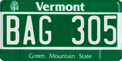 VT license plate BAG305