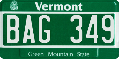 VT license plate BAG349