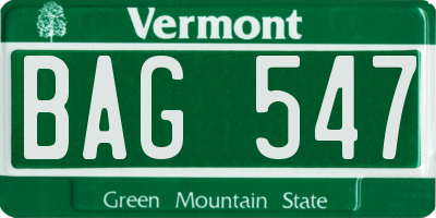 VT license plate BAG547