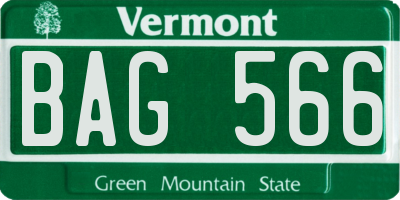 VT license plate BAG566