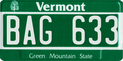 VT license plate BAG633