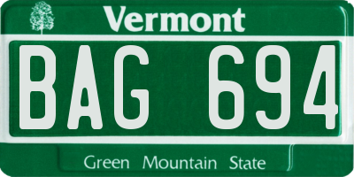 VT license plate BAG694