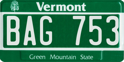VT license plate BAG753