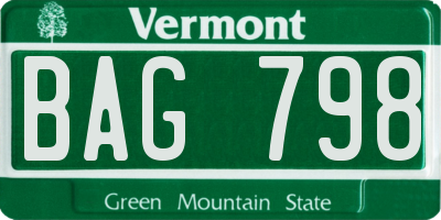VT license plate BAG798