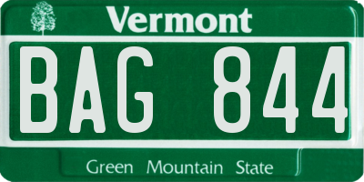 VT license plate BAG844