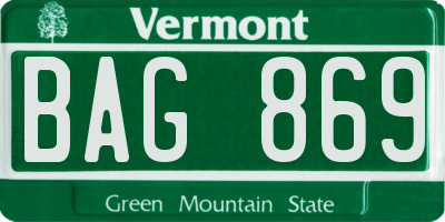 VT license plate BAG869
