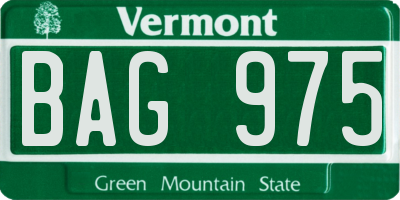 VT license plate BAG975