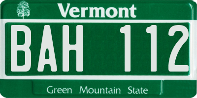 VT license plate BAH112