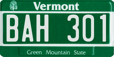 VT license plate BAH301