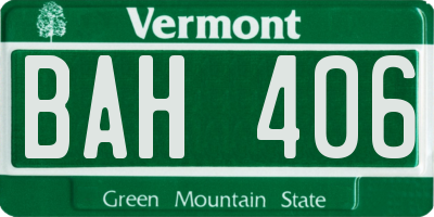 VT license plate BAH406