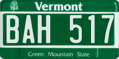 VT license plate BAH517