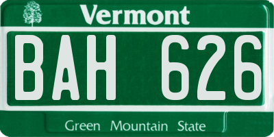 VT license plate BAH626