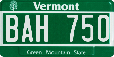 VT license plate BAH750