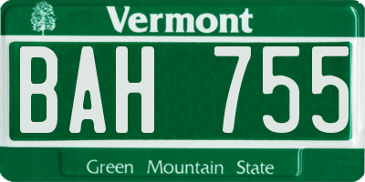 VT license plate BAH755