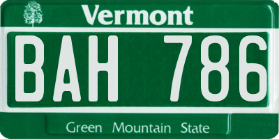 VT license plate BAH786