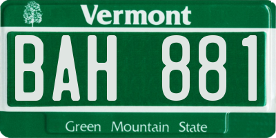 VT license plate BAH881