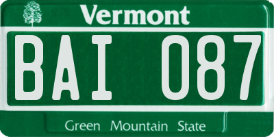 VT license plate BAI087