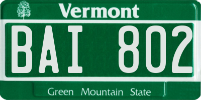 VT license plate BAI802
