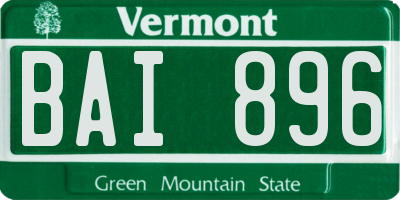VT license plate BAI896